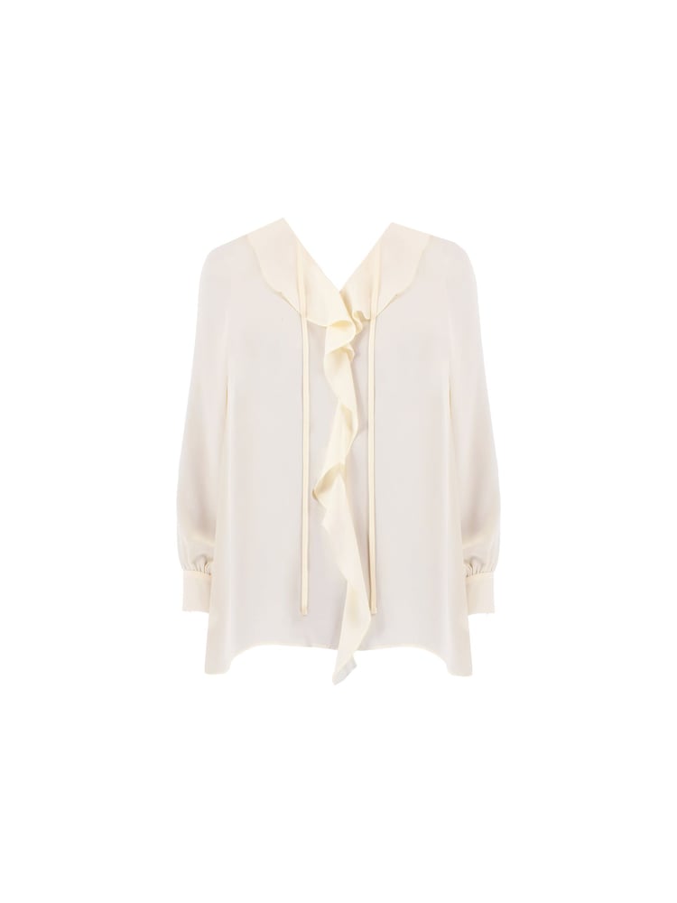 Live Unlimited White Curve Petite Ruffle Front Blouse - Image 4 of 4