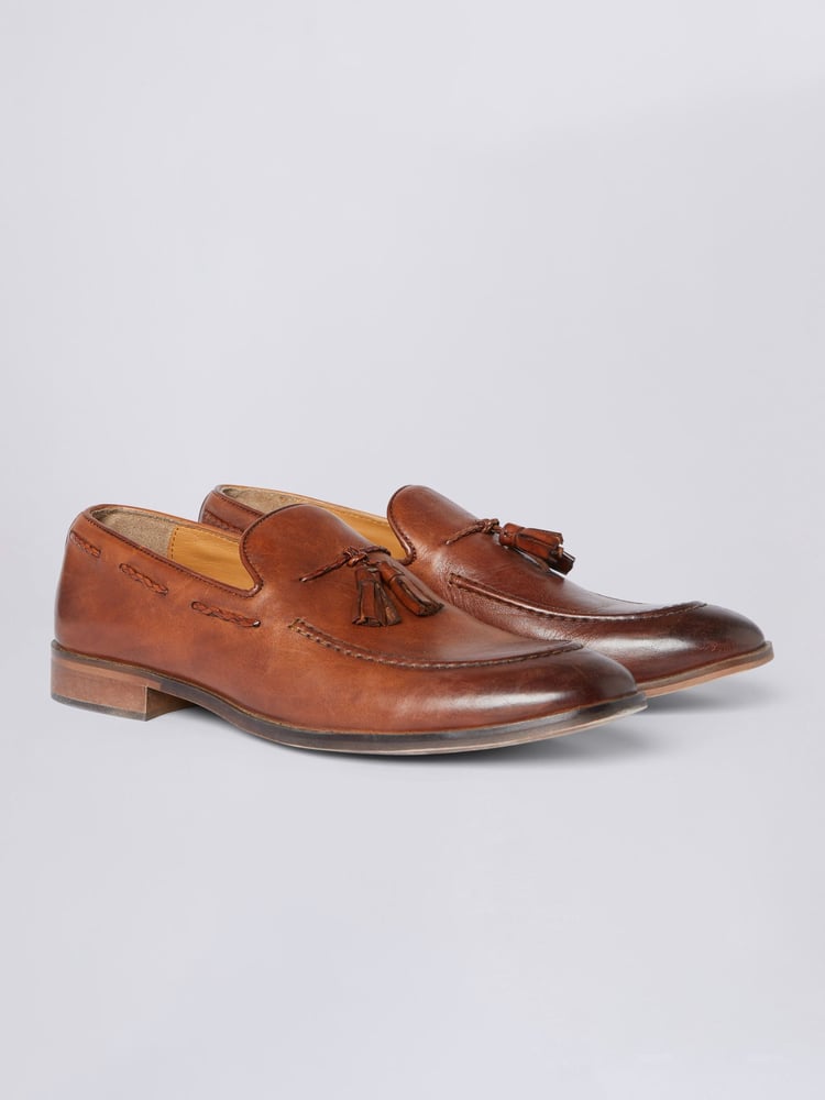 MOSS Brown Highgate Tassel Loafers - Image 1 of 4
