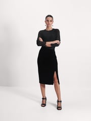 Black Velvet Gathered Skirt - Image 1 of 6