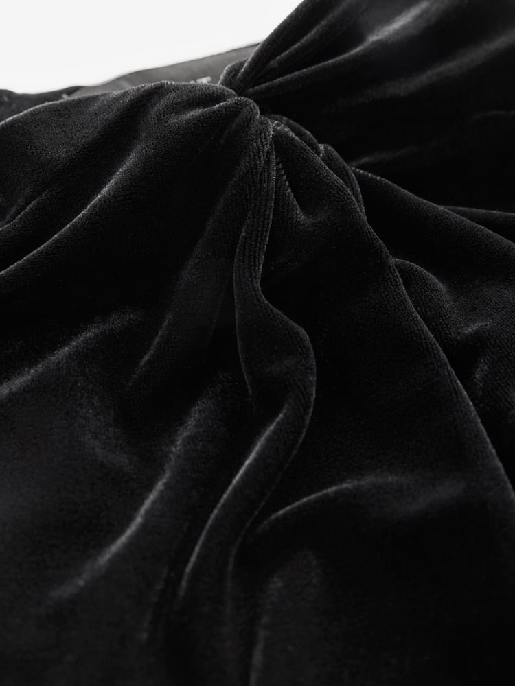 Black Velvet Gathered Skirt - Image 6 of 6