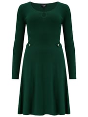 Pour Moi Green Helen Knit Skater Skirt Dress - Image 3 of 4