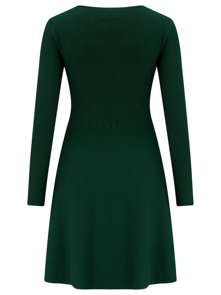 Pour Moi Green Helen Knit Skater Skirt Dress - Image 4 of 4