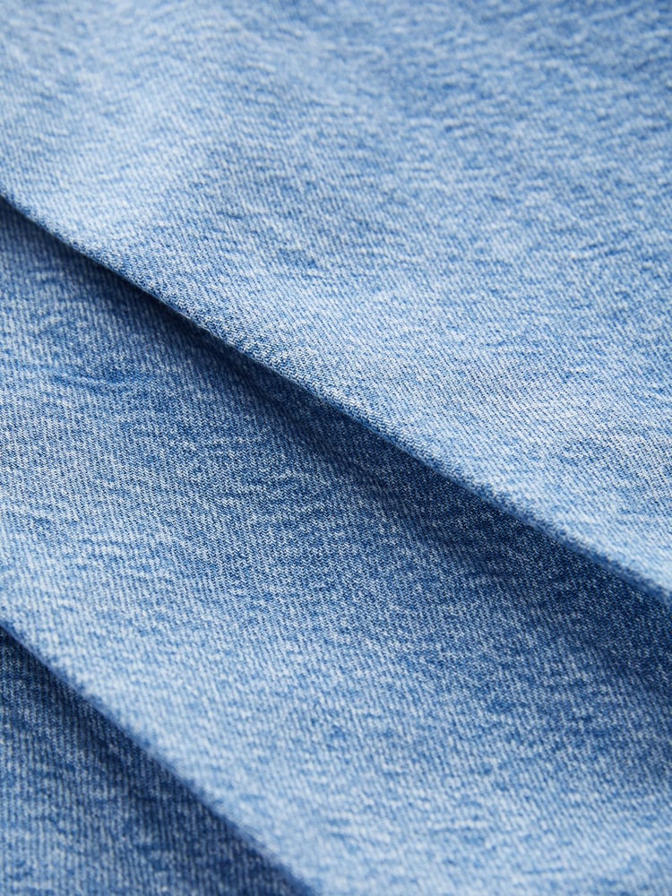 Mittelblau - Knielanger Jeansrock mit Falten - Bild 6 von 6