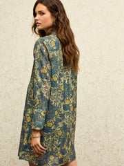 Morris & Co. Seaweed Green Pintuck Long Sleeve Mini Dress - Image 3 of 6
