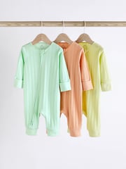 Bright Baby Footless 2 Way Zip Sleepsuits 3 Pack (0mths-3yrs) - Image 1 of 8