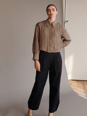 Navy Blue Smart Button Hem Trousers - Image 1 of 7