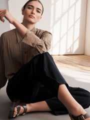 Navy Blue Smart Button Hem Trousers - Image 4 of 7