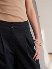 Navy Blue Smart Button Hem Trousers - Image 5 of 7