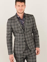 Grey Trimmed Check Suit: Waistcoat - Image 1 of 5