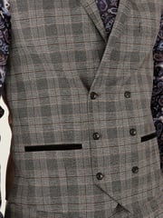 Grey Trimmed Check Suit: Waistcoat - Image 5 of 5