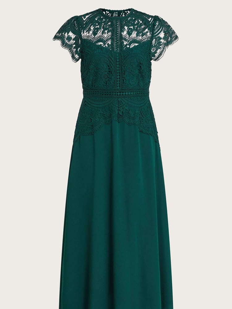 Monsoon Green Monica Lace Midi Dress - Image 5 of 5