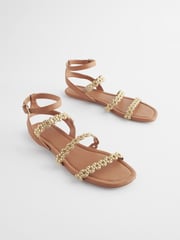 Tan Brown Regular/Wide Fit Forever Comfort® Studded Detail Sandals - Image 1 of 6
