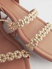 Tan Brown Regular/Wide Fit Forever Comfort® Studded Detail Sandals - Image 5 of 6