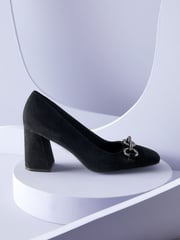 Black Forever Comfort® With Motionflex Hardware Trim Square Toe Court Shoes - Image 1 of 6