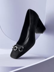 Black Forever Comfort® With Motionflex Hardware Trim Square Toe Court Shoes - Image 2 of 6