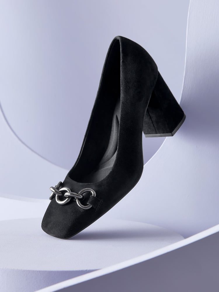 Black Forever Comfort® With Motionflex Hardware Trim Square Toe Court Shoes - Image 2 of 6