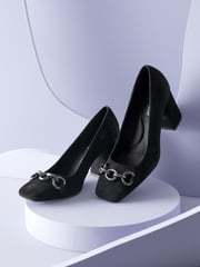 Black Forever Comfort® With Motionflex Hardware Trim Square Toe Court Shoes - Image 3 of 6