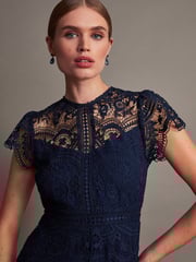 Monsoon Blue Monica Lace Midi Dress - Image 3 of 5