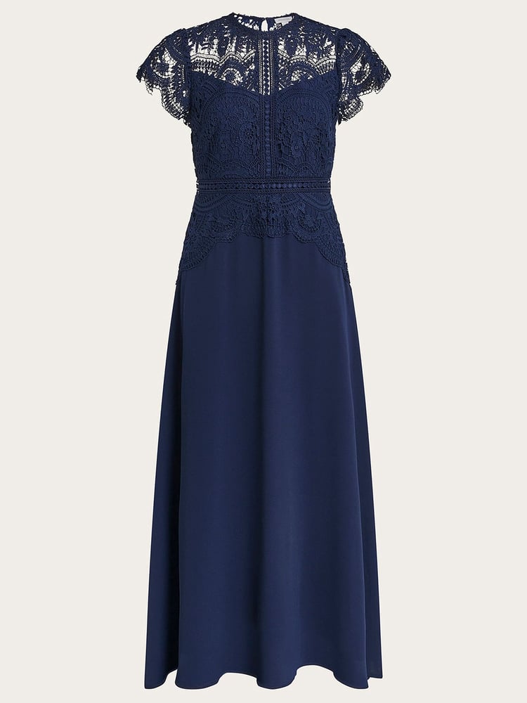 Monsoon Blue Monica Lace Midi Dress - Image 5 of 5