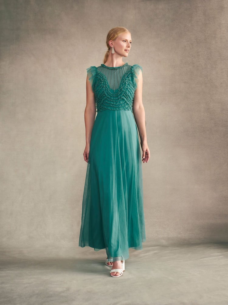 Monsoon Green Irina Hand Embellished Maxi Dress - Image 1 of 6