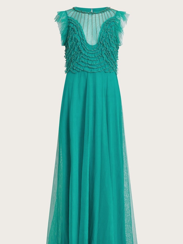 Monsoon Green Irina Hand Embellished Maxi Dress - Image 6 of 6