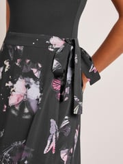 Black Butterfly Print Asymmetric Hem Skirt - Image 4 of 6