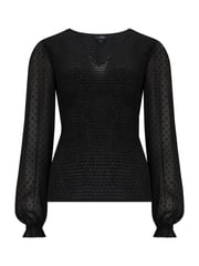 Pour Moi Black Willow Shirred Bodice Chiffon Long Sleeve V-Neck Blouse - Image 3 of 4