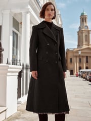 Love & Roses Black Double Breasted Hourglass Coat With Wool - Image 3 of 4