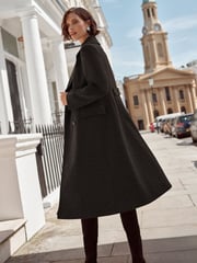 Love & Roses Black Double Breasted Hourglass Coat With Wool - Image 4 of 4
