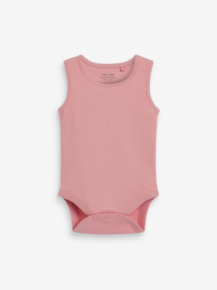 Pink/White 7 Pack Baby 100% Cotton Vest Bodysuits 5 Pack - Image 2 of 8