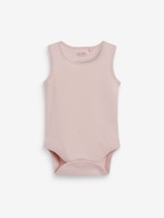 Pink/White 7 Pack Baby 100% Cotton Vest Bodysuits 5 Pack - Image 4 of 8
