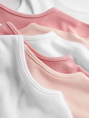 Pink/White 7 Pack Baby 100% Cotton Vest Bodysuits 5 Pack - Image 6 of 8
