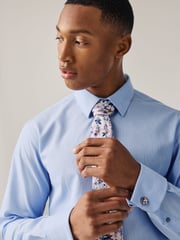 Light Blue/Light Pink Floral Regular Fit Occasion Shirt And Tie Pack - Image 4 of 7