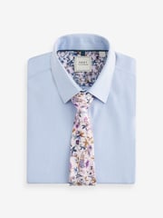 Light Blue/Light Pink Floral Regular Fit Occasion Shirt And Tie Pack - Image 7 of 7