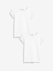 White Puff Sleeve 100% Cotton T-Shirts 2 Pack (3-16yrs) - Image 1 of 7