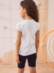White Puff Sleeve 100% Cotton T-Shirts 2 Pack (3-16yrs) - Image 3 of 7
