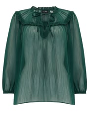 Pour Moi Green Sian Chiffon 3/4 Sleeve Blouse - Image 3 of 4