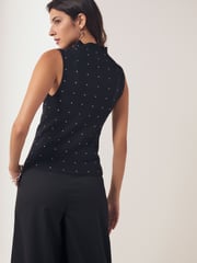 Black Gem Knitted High Neck Tank Vest - Image 3 of 6