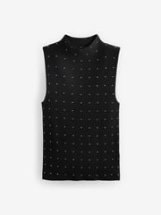 Black Gem Knitted High Neck Tank Vest - Image 5 of 6
