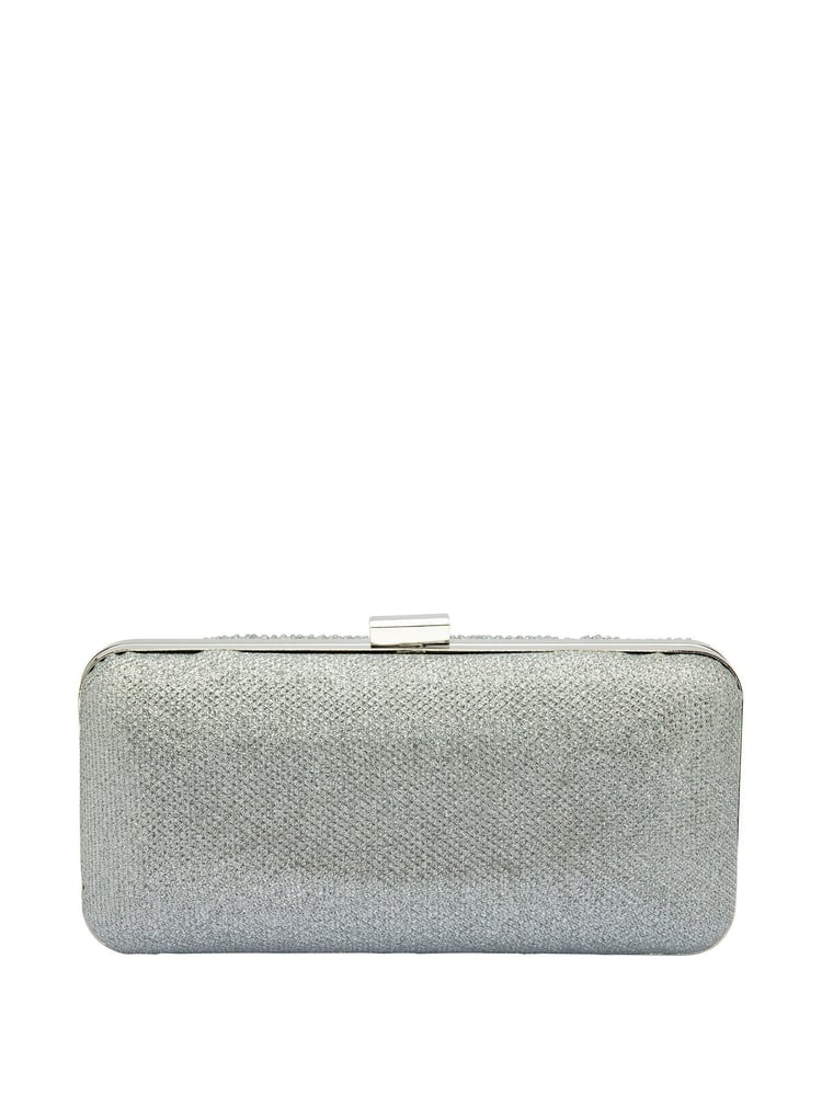 Lotus Silver Clutch Bag with Chain - Image 2 of 4
