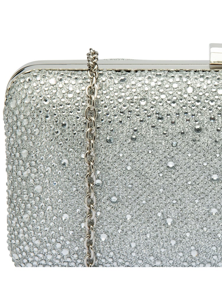 Lotus Silver Clutch Bag with Chain - Image 4 of 4