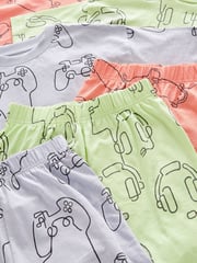 Multi Pastel Linear Character Short Pyjamas 3 Pack (3-16yrs) - Image 10 of 10