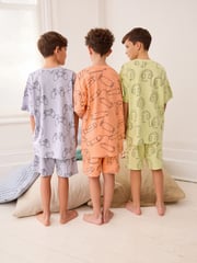 Multi Pastel Linear Character Short Pyjamas 3 Pack (3-16yrs) - Image 3 of 10