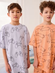 Multi Pastel Linear Character Short Pyjamas 3 Pack (3-16yrs) - Image 4 of 10