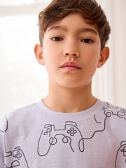Multi Pastel Linear Character Short Pyjamas 3 Pack (3-16yrs) - Image 5 of 10