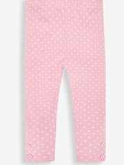 JoJo Maman Bébé Blue Sausage Dog & Pink/Cream Spot Girls' 2-Pack Leggings - Image 3 of 6