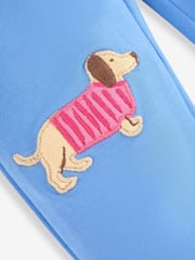 JoJo Maman Bébé Blue Sausage Dog & Pink/Cream Spot Girls' 2-Pack Leggings - Image 6 of 6