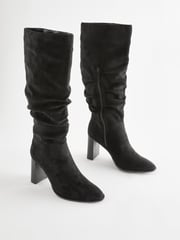 Black Forever Comfort® Knee High Slouch Heel Boots - Image 3 of 7
