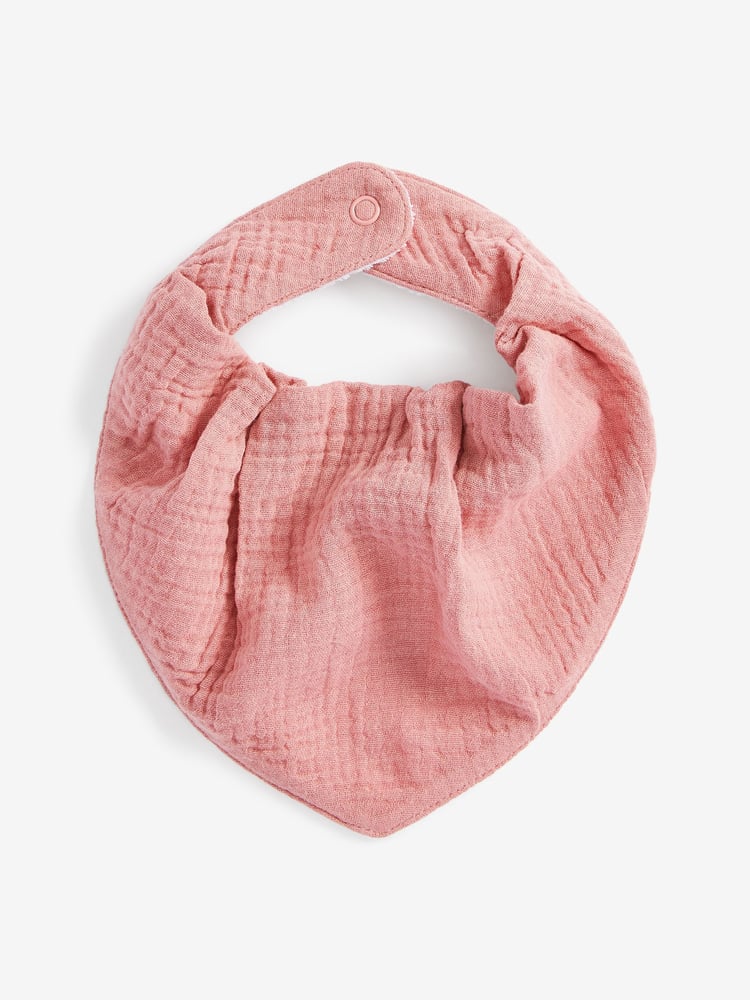 Pink Baby Muslin Dribble 100% Cotton Bibs 3 Pack - Image 2 of 4