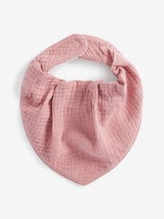 Pink Baby Muslin Dribble 100% Cotton Bibs 3 Pack - Image 4 of 4